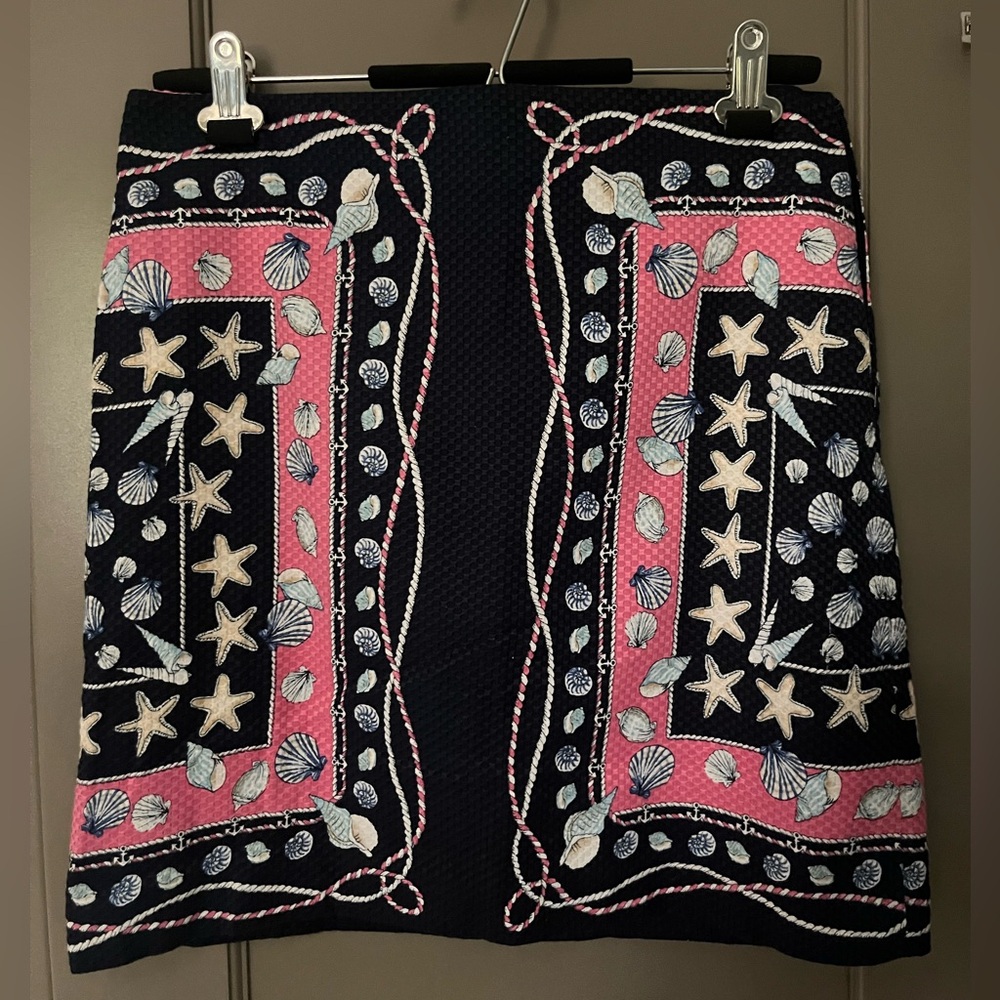 Talbots Petite Embroidered Starfish and Shells Skirt